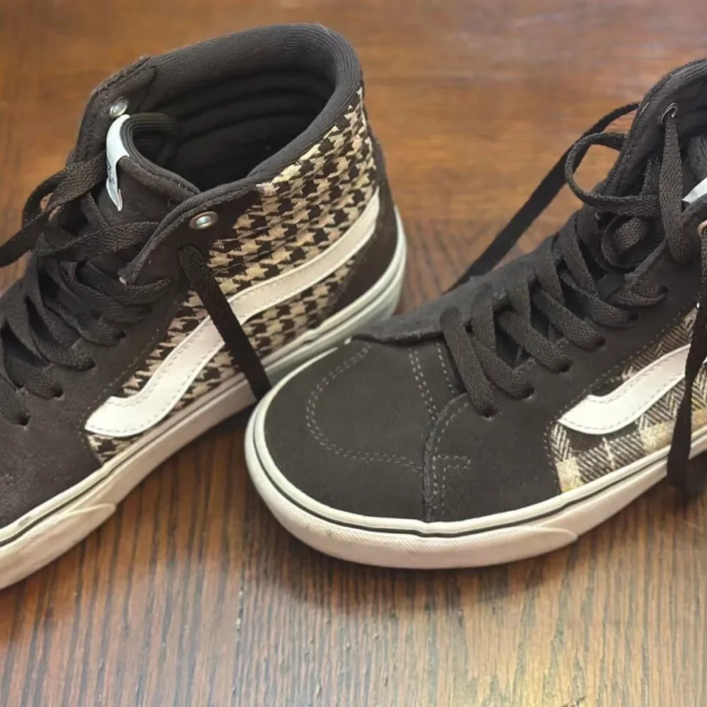 Vans Filmore Women's High Top  Brown Plaid Houndstooth Mix Shoes size 6.5 y2k